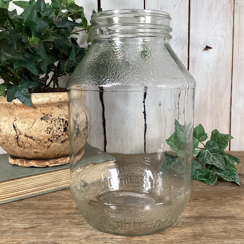 Vintage 1950s Owens Illinois Embossed Glamorene Gallon Jar No Lid Advert…